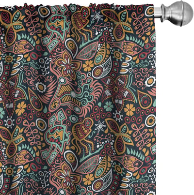 ABAKUHAUS Bloemen gordijnen – 2 stuks 75x175 cm – microvezel – meerkleurig