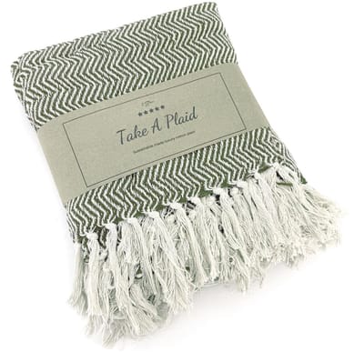 Dailygoods - Gebreide Knuffeldeken met Franjes - Boho Woondeken van 100% Katoen, 180 x 130 cm