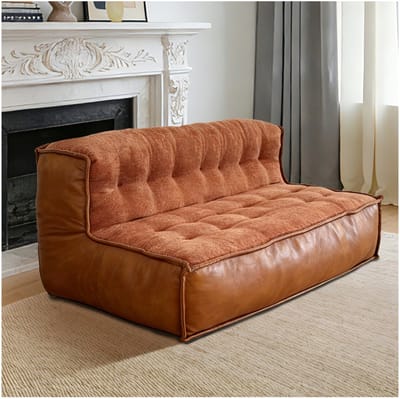 Tweezitsbank - Flanellen Tweezitsbank - Gecapitonneerde Rugleuning - Bruin - 126x85x56 cm