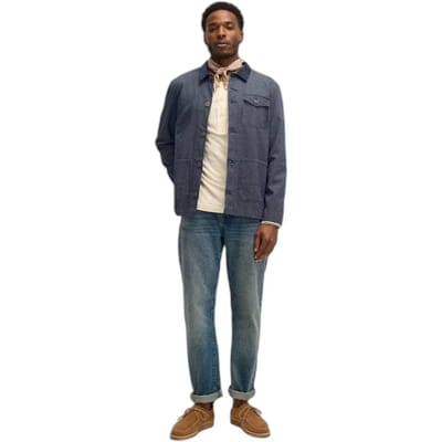 T-shirt met lange mouwen en Tunisische kraag Superdry Merchant Grandad Lw