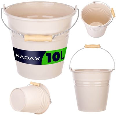 KADAX huishoudemmer 10 liter, voedselveilige polypropyleen emmer, tuinemmer met ergonomische handgreep, kunststof emmer, schoonmaakemmer (beige)