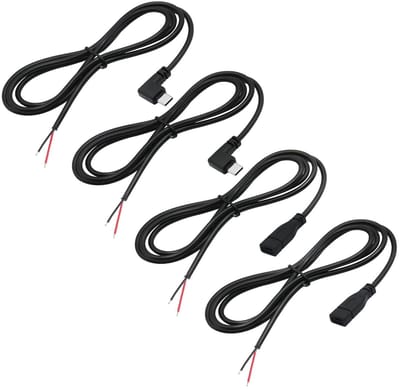 Dailygoody - 4pcs USB C Pigtail Kabels - 90 Graden, 100cm, Voor Arduino en Lichtstrips