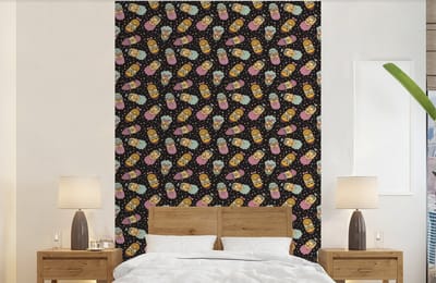 Behang - Fotobehang Patronen - Baard - Gezicht - Jongens - Kinderen - Kids - Breedte 140 cm x hoogte 220 cm
