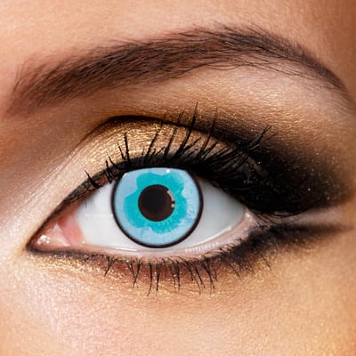 Partylens® blauwe kleurlenzen - Mystic Blue - zachte jaarlenzen met lenshouder - Halloween - Cosplay
