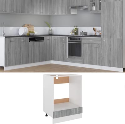 Ovenkast Keuken - Opbergkast Keuken - Oven Plaatsen - Verstelbare Voeten - 60x46x815 cm - Sonoma Grijs