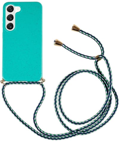 Coverup Hoesje - Geschikt voor Samsung Galaxy S23 Hoesje - Coverup TPU Back Cover met Koord - Biologisch Afbreekbaar - Cyan