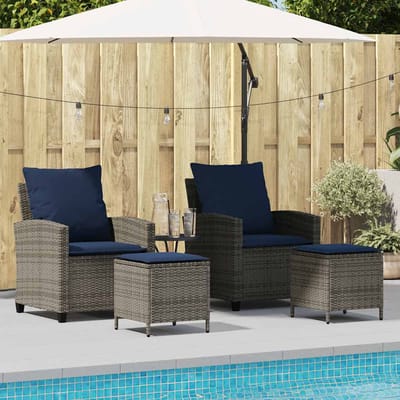 vidaXL - 4-delige - tuinbankset - met - kussens, - grijs - polyrotan