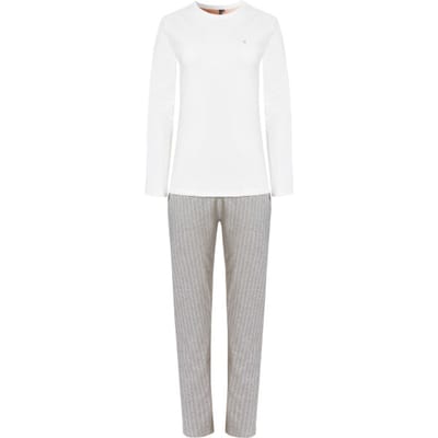 By Louise Dames pyjama set lang wit/grijs gestreept