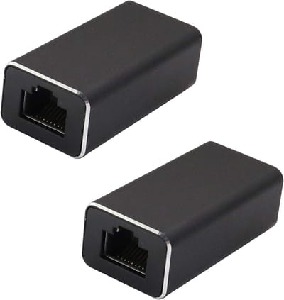 Netwerk Koppeling - Ethernet Verlenger - Kabels Verlengen - Metaal Gekoppeld - 2 Stuks - Zwart