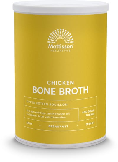 Mattisson - Kippen Botten Bouillon - Chicken Bone Broth - Bottenbouillon Rijk aan Eiwitten, Mineralen, Aminozuren & Collageen - 400 gram