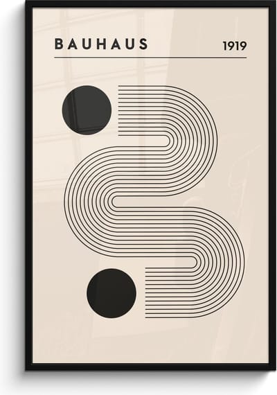 Poster in lijst - Fotolijst 80x120 cm - Posters - Bauhaus - Abstract - Kunst - Vintage - Art - Posterlijst zwart - Decoratie - Wanddecoratie woonkamer - Muurdecoratie slaapkamer