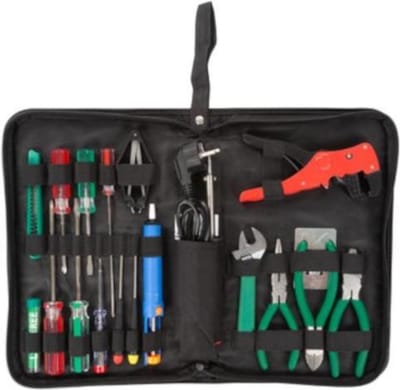 Velleman toolkit, voor de hobbyist, 18-delig, niet-magnetisch, met etui, zwart