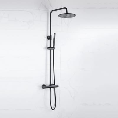 FugaFlow Eccelente Sobrado Badkamer Thermostatische Regendoucheset - 25cm - ronde hoofddouche - staafhanddouche - zwart mat