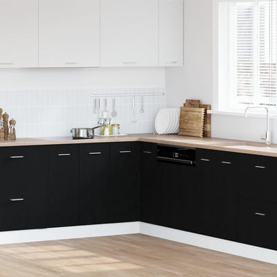 Hoekkast Eiken Zwart - Opbergkast Keuken - Ruimte Besparen - Verstelbare Voetjes - 75.5 x 75.5 x 80.5 cm