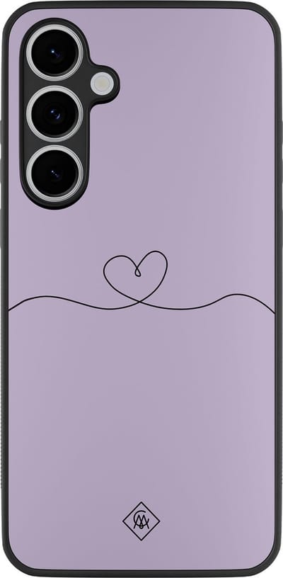 Casimoda® hoesje - Geschikt voor Samsung Galaxy S24 FE - Hart Lila - Zwart TPU Backcover - Geen opdruk - Bruin/beige