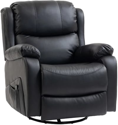 Elektrische Massagestoel - Massagefauteuil met Verwarming en 360°-Draaifunctie - 8 Vibratiekoppen - Kantelbaar tot 145° - tot 135 kg - met Afstandsbediening - Relaxfauteuil - Relaxstoel - TV stoel - Zwart