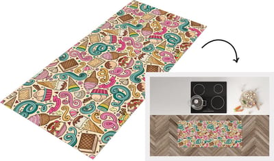 Keukenloper - Loper keuken - Patroon - Wafel - IJs - 120x50 cm - Keukenloper vinyl
