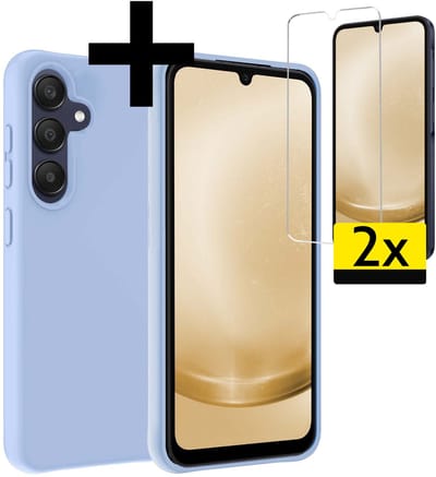 Hoesje - Met 2x Screenprotector - Geschikt voor Samsung Galaxy A26 - Sterk & Shockproof - Back Cover - Siliconen Case - Telefoon Hoes - Telefoonhoesjes - Lichtblauw