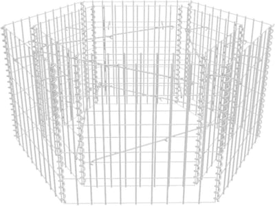 Schanskorf Verhoogd Bed - Stenen Mand - Tuin Decoratie - Gegalvaniseerd Staal - 100 x 90 x 50 cm - Zilver