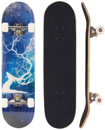 Dailygoods- Skateboard 31 inch - 9-laags Esdoornhout - Beginners/Professionals - Trucs/Stunts - Maximaal Draaggewicht 100 kg - Ideaal voor Stabiliteit en Grip - Skateboarddeck