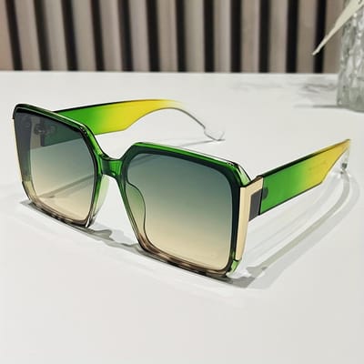 1 Paar Oversized Zonnebrillen Rechthoekige Modieuze Dameszonnebrillen voor Casual Wandelen en Dagelijkse Buitenactiviteiten groen