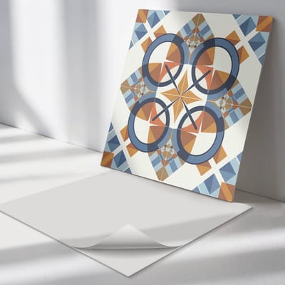 Wallfluent Vinyl Tegels - Geometrisch Patroon met Cirkels Vloer Tegels PVC - 30 cm x 30 cm - Bruin PVC Tegels - Set van 9 - Vierkant PVC Tegels - Abstractie Plaktegels - Zelfklevende PVC Tegels - Plaktegels Keuken en Badkamer