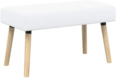 vidaXL - Kanaalgeplooide - Bank - Wit - 80 - x - 40 - x - 46 - cm - Stof