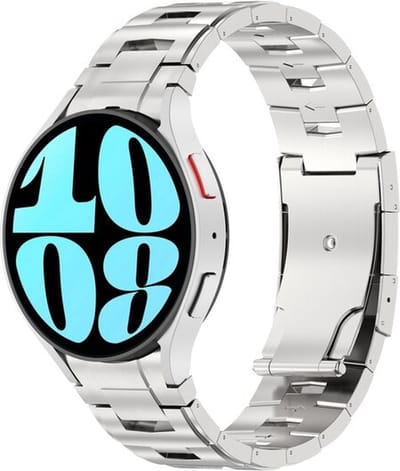 By Qubix - smartwatch bandje - geschikt voor Samsung Galaxy Watch bandje - 20mm - Titanium band met aansluitknop - Zilver - Geschikt voor Samsung Galaxy Watch 6 - 6 Pro - Watch 5 - 5 Pro - 4 - 4 Classic