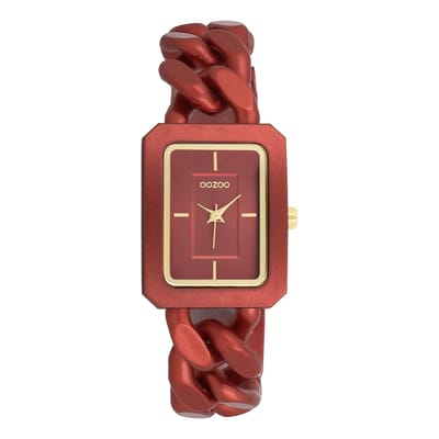 OOZOO Timepieces - Rode OOZOO horloge met rode schakelarmband - C11277