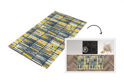 Keukenloper - Loper keuken - Sixties - Patronen - Geel - Rock - 120x60 cm - Keukenloper vinyl