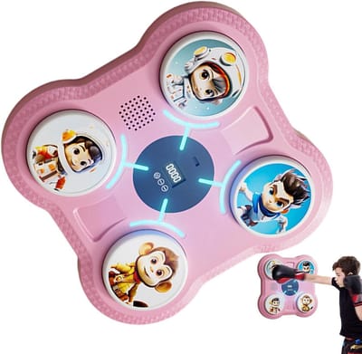 Muziek Boksmachine - Bokstrainer Wandmontage - Fitness Thuis - Boorvrij Ontwerp - 27.5 x 27.5 cm - Roze
