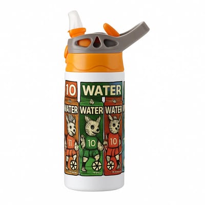 Zachte Pastel 'il_1140xN.4680380511_m9e1' Drinkfles – Stijlvolle Waterfles voor Pastel Liefhebbers - Waterfles voor kinderen (wit/oranje)