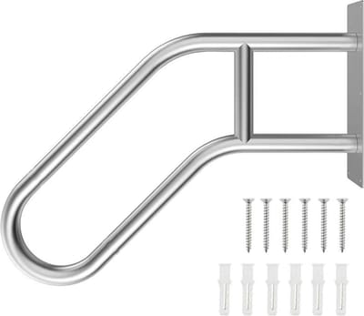 Wandgemonteerde trapleuning voor 13 treden | U-vormige roestvrijstalen leuning voor binnen en buiten | 24 inch balustrade