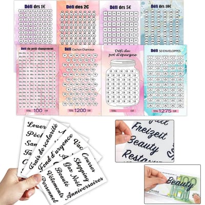 Dailygoods- Budgetplanner A6 - Budgetplanner met Geldmapjes - Huishoudboekje - Budgetplanner met Franse Stickers - Geschikt voor A6 6-Ringzakken - Gelamineerd Papier - Financiële Planner