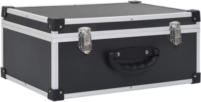CD-koffer aluminium afwerking zwart ABS houten krat opbergbox organizer