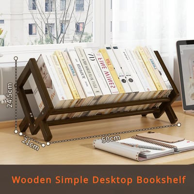 Étagère en Bois de Bambou Bureau Petite Bibliothèque Minimaliste Table de Rangement Support Vertical Bureau Maison Étagères pour Enfants Enfants Étudiant