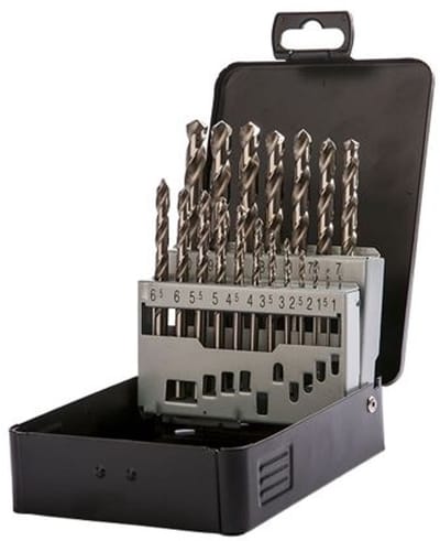 Labor HSS-G 19-delige Metaalborenset, Geslepen met 118 Graden Kruisaanslijping, Dia:1,0 - 10,0 mm / 0,5mm oplopend. In stevige cassette. Per set.