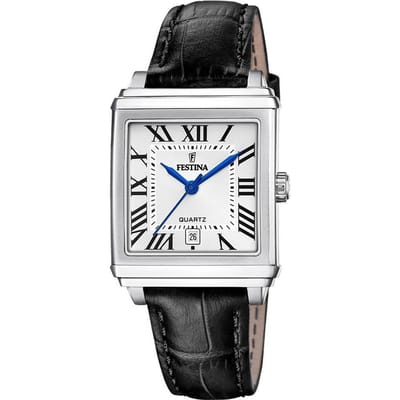 Festina F20682/3 Dames Horloge - Mineraalglas - Roestvrijstaal/Leer - Zilverkleurig - Ø 27 mm - Quartz - Gesp - 5 ATM (douchen)
