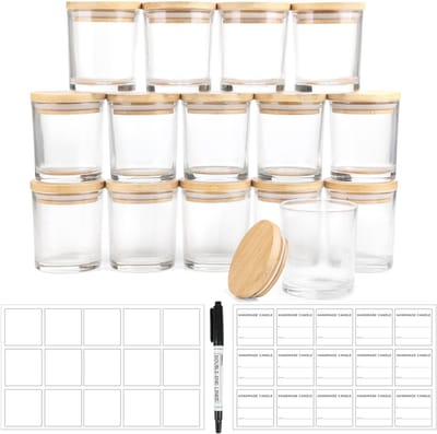 Dailygoods- Kaarsenpot 170 ml - Glazen Potten met Houten Deksels