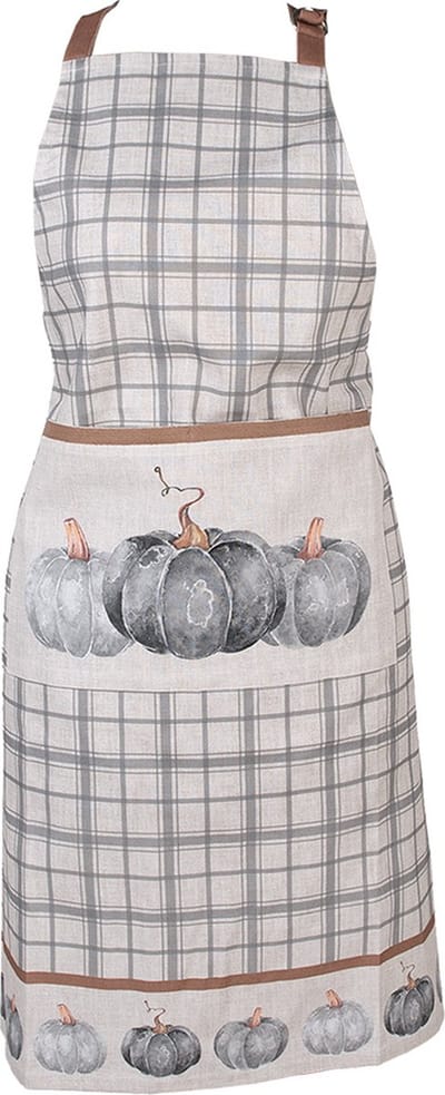 Clayre & Eef Keukenschort Overig 70x85 cm Grijs Katoen Pompoen Herfst decoratie