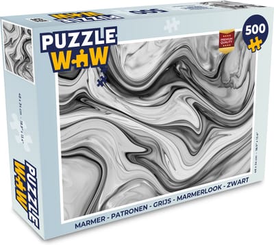 Puzzel Marmer - Patronen - Grijs - Marmerlook - Zwart - Legpuzzel - Puzzel 500 stukjes