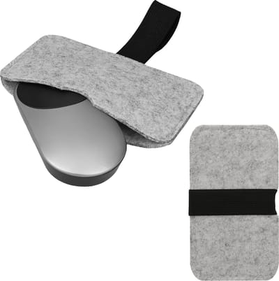 kwmobile draadloze muis beschermhoes geschikt voor Apple Magic Mouse 1 / Magic Mouse 2 / Logitech Pebble Wireless - Computermuis cover van vilt in lichtgrijs / zwart