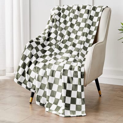 Zachte Flanellen Plaid met Ruitpatroon - Dekentje voor Bank en Bed (127x150 cm)