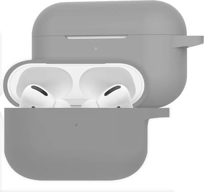 Hoesje Geschikt voor Apple Airpods Pro - Siliconen Hoes met Clip - Silicone Case Cover - Grijs