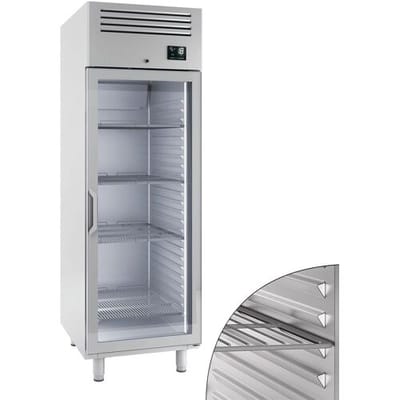 GGM Gastro Tiefkühlschrank Edelstahl Premium PLUS - GN 2/1 - 560 Liter - mit 1 Glastür Zilver