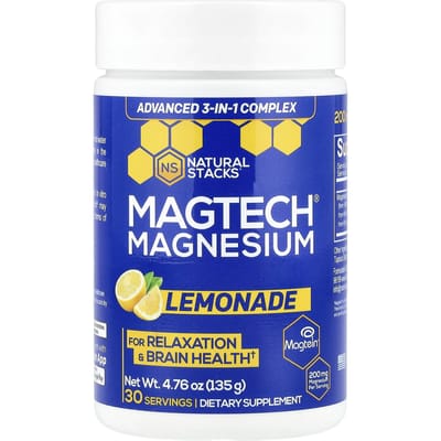 Natural Stacks, MagTech® Magnésium, Limonade, 4,76 oz (135 grammes)