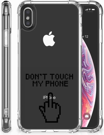 TPU Case Anti-Shock voor Apple iPhone Xs Max Anti Shock Case Finger Don't Touch My Phone