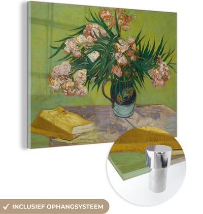 ® Glasschilderij 160x120 cm - Schilderij acrylglas - Oleanders - Vincent van Gogh - Foto op glas - Muurdecoratie woonkamer - Wanddecoratie slaapkamer - Schilderijen