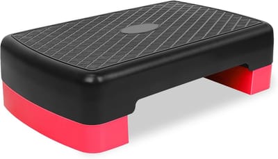 2 Niveaus Hoogte Verstelbare Workout Aerobic Step Stepper in Fitness & Oefening Step Platform Trainer Stepper met 2 Risers Verstelbaar van 10cm tot 15cm (Rood)
