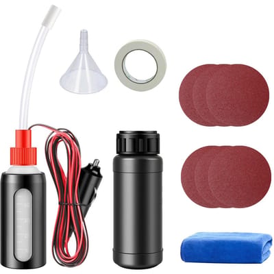 Koplamp Herstel Kit, Auto Koplamp Reiniger en Polijst Kit met Coating Vloeistof, Schuurpapier, Verstuiverfles, black